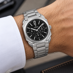 TIMAS Octagonal Quartz Men's Watch with Multi-Subdial Display & Two-Tone Metallic Bracelet (AWTM-00326)