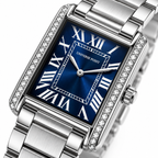 Universe Point Rectangular Quartz Watch with Crystal Flanks & Roman Numeral Dial (AWTM-00327)