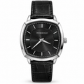 Universe Point Cushion-Shape Quartz Watch with Horizontally Textured Dial & Embossed Leather Strap (AWUM-00328)