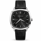 Universe Point Cushion-Shape Quartz Watch with Horizontally Textured Dial & Embossed Leather Strap (AWUM-00328)