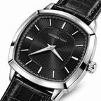 Universe Point Cushion-Shape Quartz Watch with Horizontally Textured Dial & Embossed Leather Strap (AWUM-00328)
