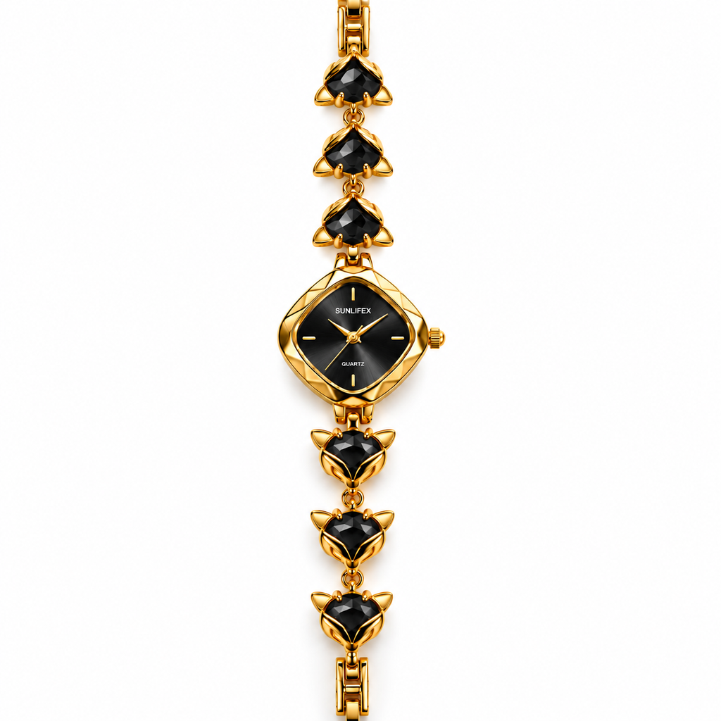SUNLIFEX Diamond-Shape Quartz Ladies Bracelet Watch with Gem-Set Links (AWSL-00331)