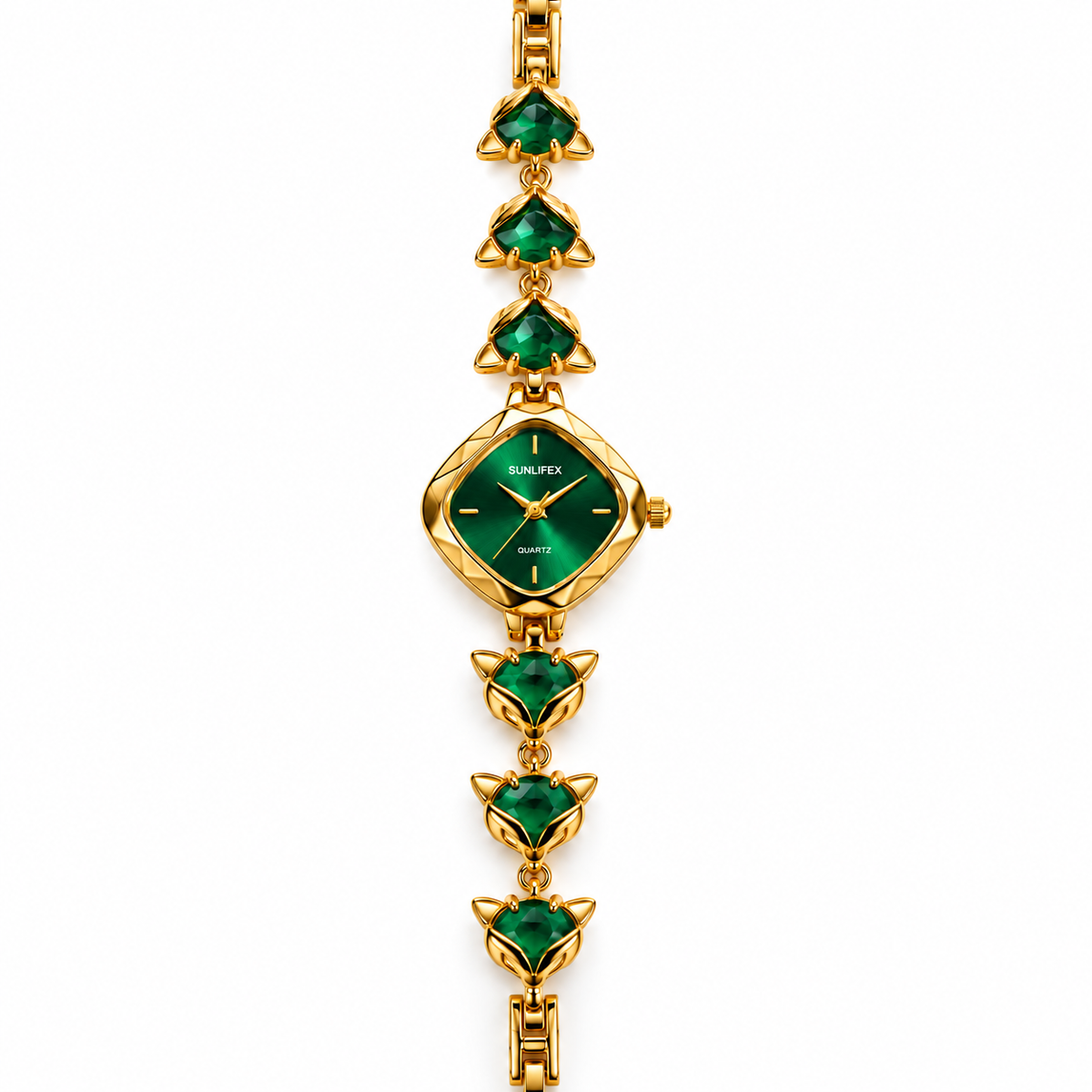 SUNLIFEX Diamond-Shape Quartz Ladies Bracelet Watch with Gem-Set Links (AWSL-00331)