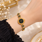 SUNLIFEX Round Quartz Ladies Bracelet Watch with Filigree Crystal Links (AWSL-00332)