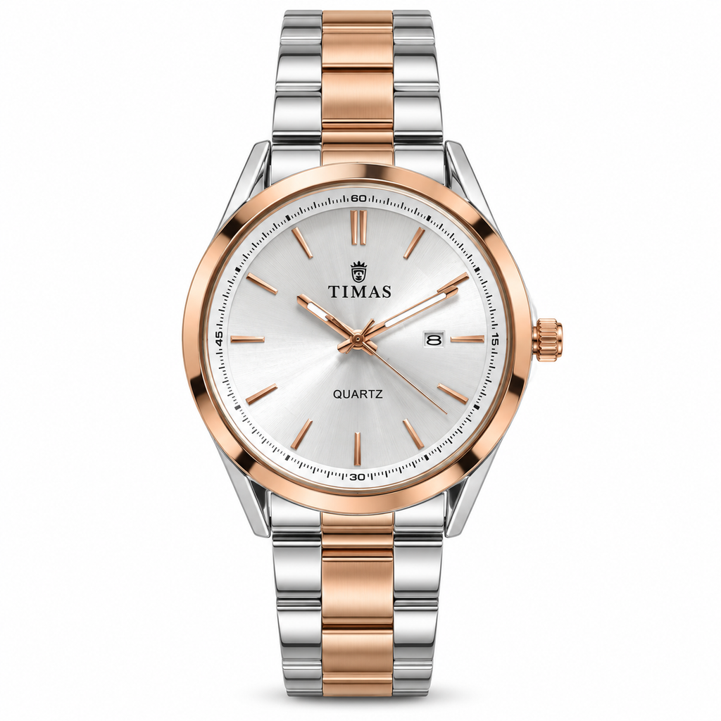 TIMAS Executive Quartz Watch with Sunburst Dial & Date Display (AWTM-00335)
