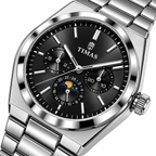 TIMAS Quartz Chronograph Watch with Moon Phase & Integrated Metallic Bracelet (AWTM-00336)