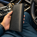 TIMAS Long Executive Men's Leather Wallet with Magnetic Closure & Wooden Gift Box (4-Magnet)