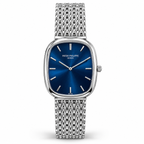 Patek Philippe Master Copy Ellipse Quartz Watch with Sunburst Dial & Mesh Metallic Bracelet