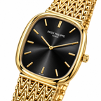 Patek Philippe Master Copy Ellipse Quartz Watch with Sunburst Dial & Mesh Metallic Bracelet