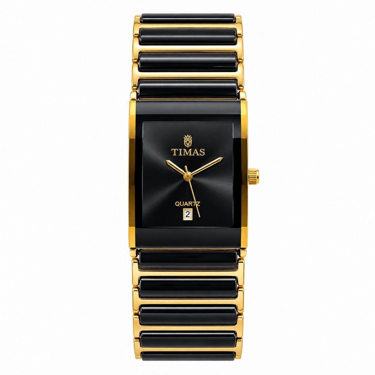 TIMAS Rectangular Executive Edition | Multi-Tone Ceramic & Steel Style Quartz Watch