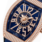 Frank Muller DENVOSI Luxury Tonneau Edition | Crystal Pave Bezel & Compass Dial Quartz Watch (AWDM-00287)