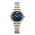 EMPORIO ARMANI Gianni T-Bar Style Edition | Crystal Bezel Two-Tone Women's Quartz Watch (AWEL-00281)