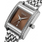 TIMAS Rectangular Luxury Edition | Crystal-Paved Bezel Stainless Steel Women's Quartz Watch (AWTL-00274)