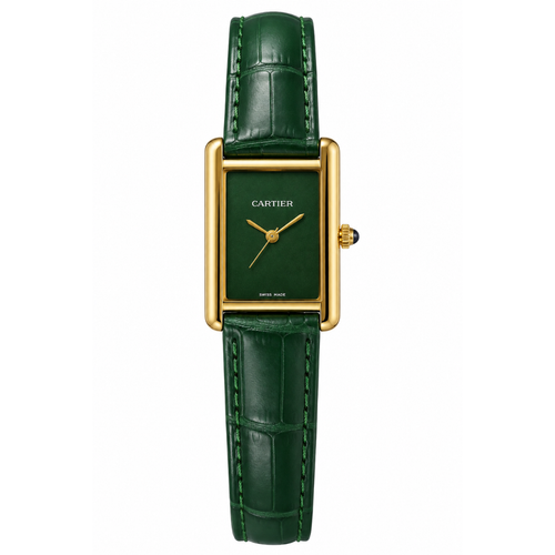 Cartier Leather Strap Elegant Rectangular Tank Watch (AWCM-00193)