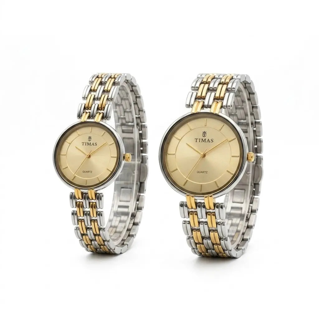 Timas signature couple set | Premium matching dress watches with dual-tone finish