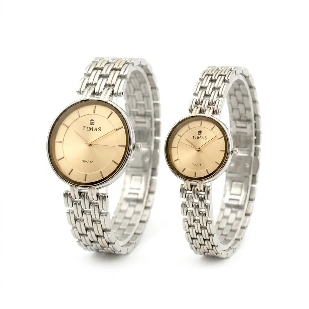 Timas signature couple set | Premium matching dress watches with dual-tone finish