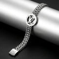 Monogram Interlocking Series | Woven Franco Mesh Bracelet with Engraved Circular Crest