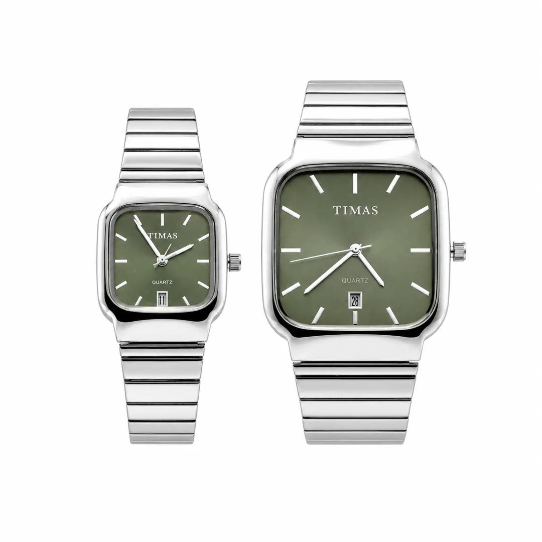 Timas Signature Couple Set | Elegant Square Executive Watches for Men & Women