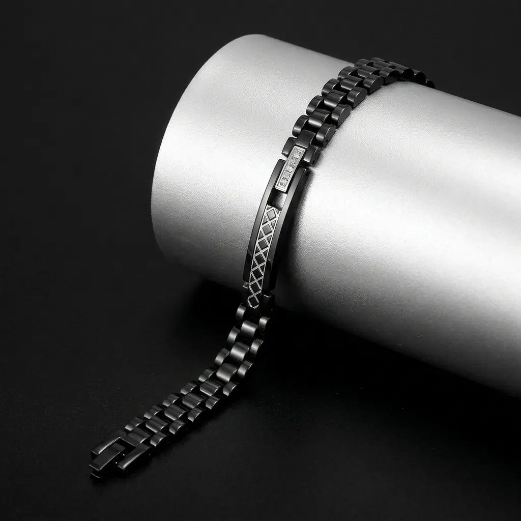 Stealth President Series | Multi-Link Bracelet with Diamond-Lattice Plaque