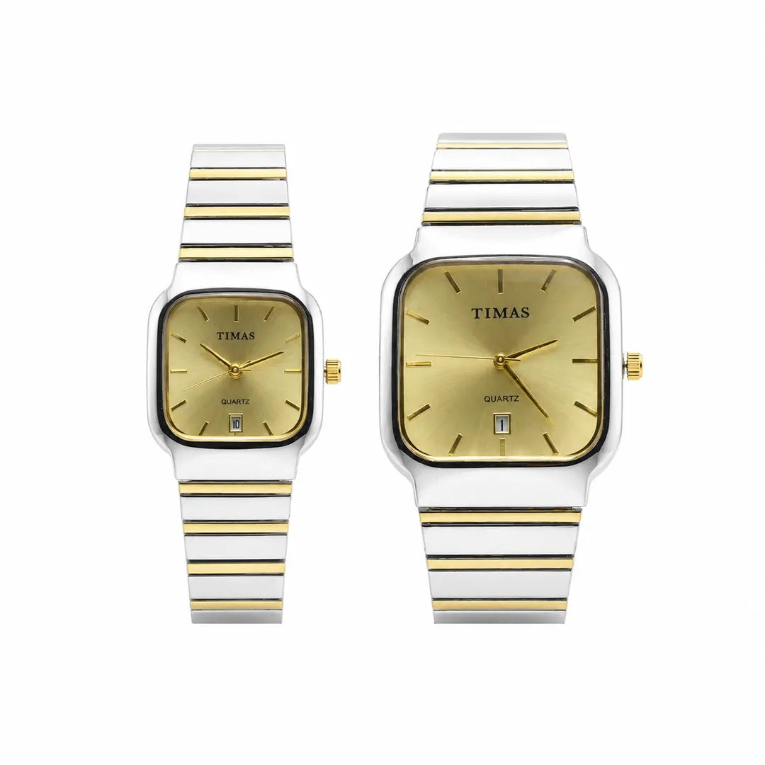 Timas Signature Couple Set | Elegant Square Executive Watches for Men & Women