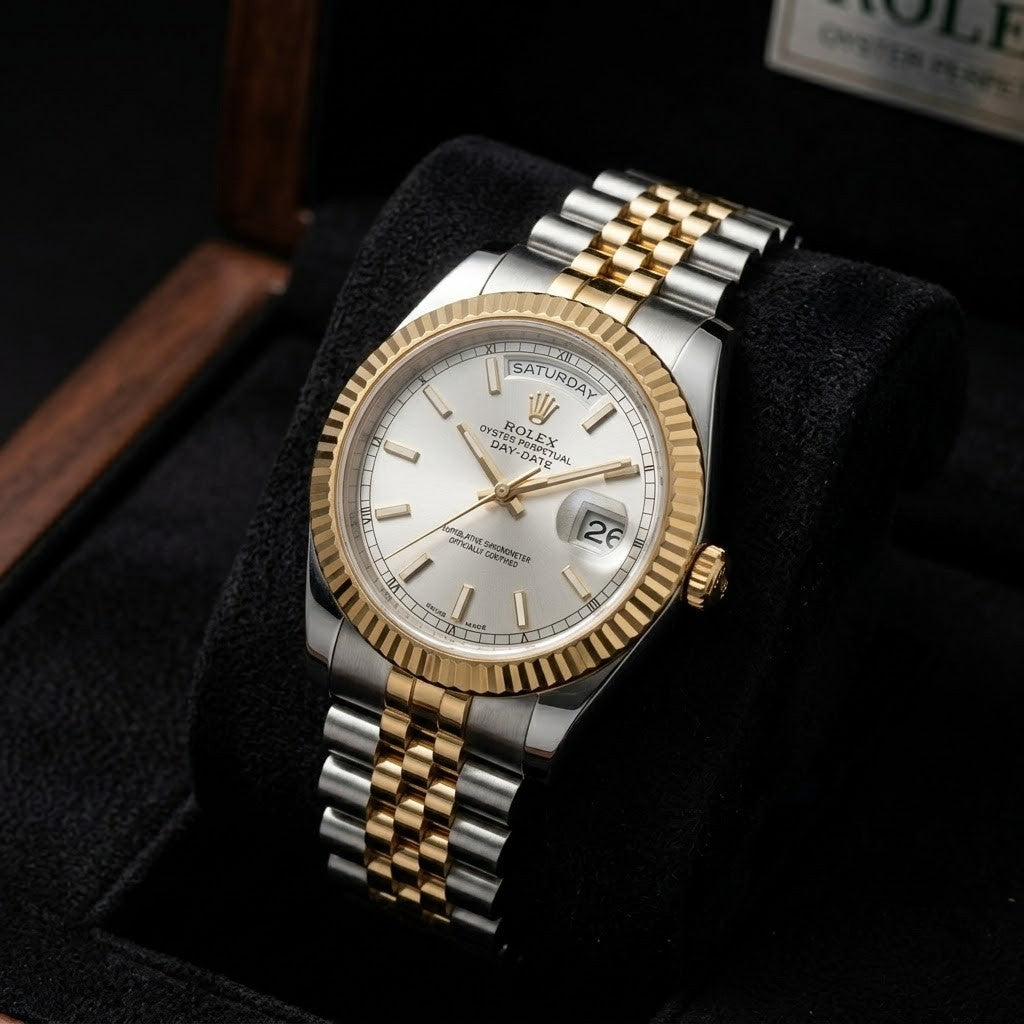 Rolex Day-Date President Series (Automatic Master Copy) | Premium Fluted Bezel with Jubilee Link Bracelet