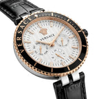Versace Palazzo Fashion Chronograph | Working Multi-Dial Display with Alligator-Grain Strap