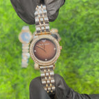 EMPORIO ARMANI Gianni T-Bar Style Edition | Crystal Bezel Two-Tone Women's Quartz Watch (AWEL-00281)